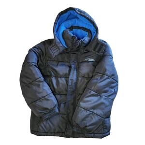 Minus Zero Boys Coats, Royal & Navy Blue Hooded Winter Puffer Coat, Sz 8